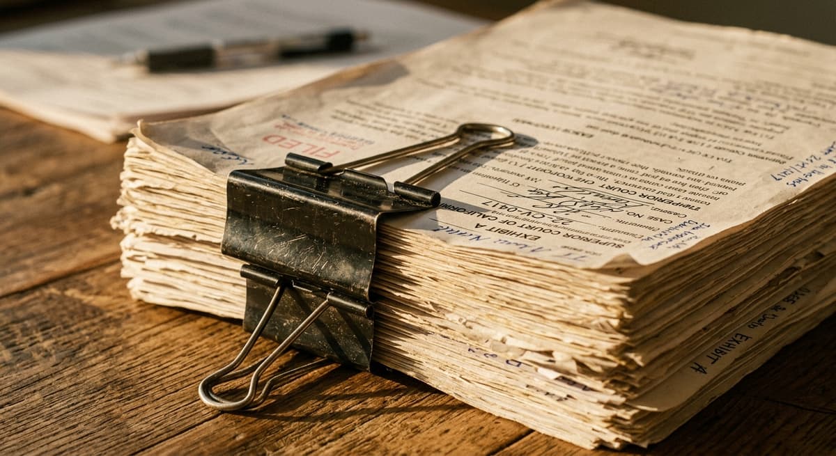 Quebec stack of court documents held together with a binder clip