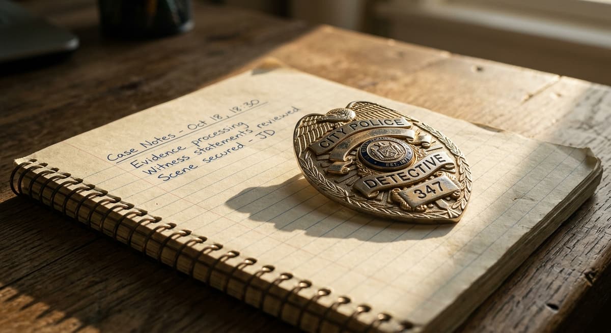 Saskatchewan police badge resting on a notebook