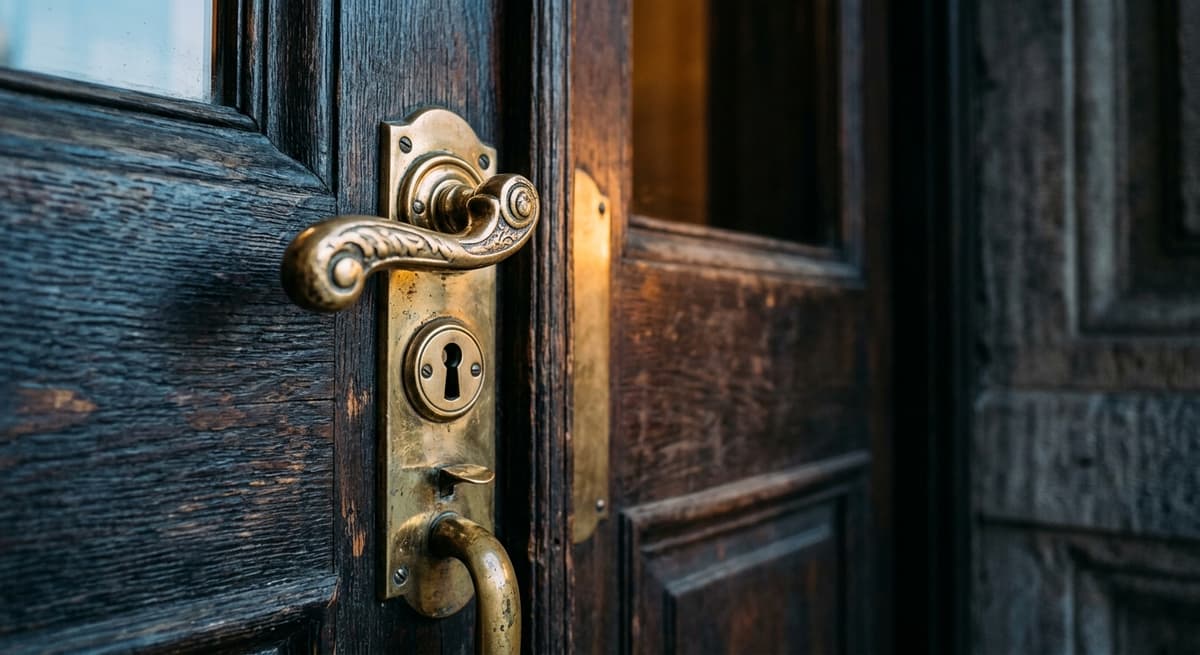 Saskatchewan courthouse entrance door with brass handles