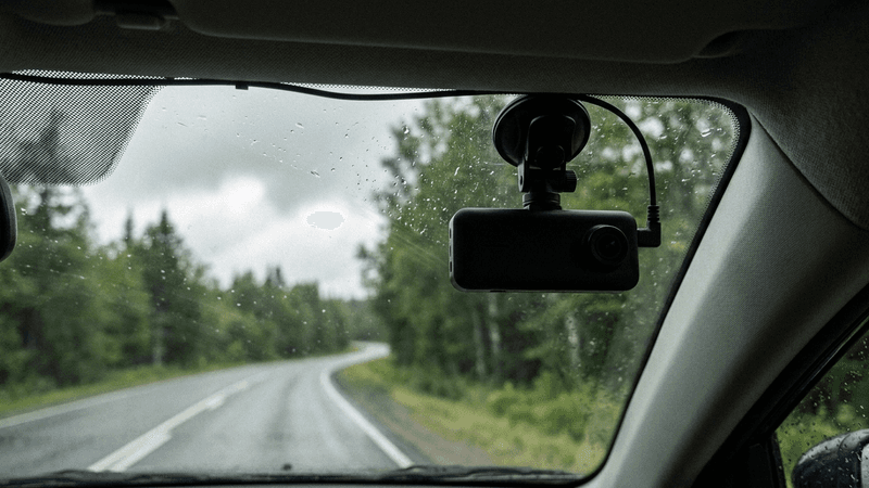 affiche d'identification Uber ou Lyft visible sur le tableau de bord d'une voiture à côté d'une caméra embarquée