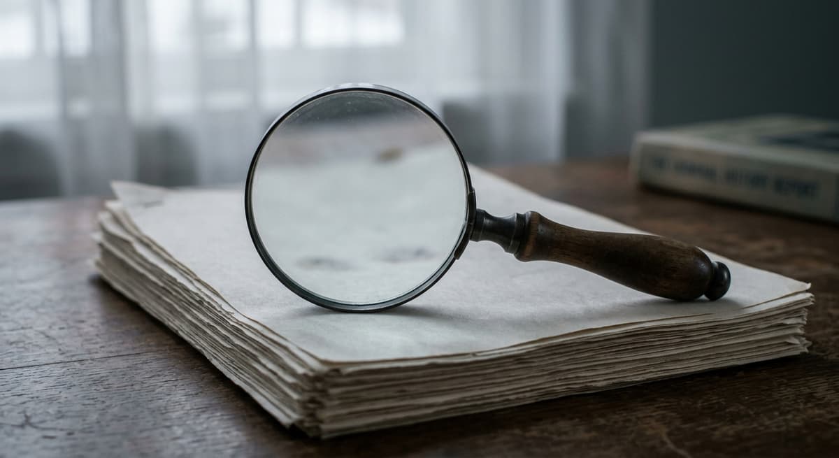 una lupa apoyada sobre un informe impreso de antecedentes penales