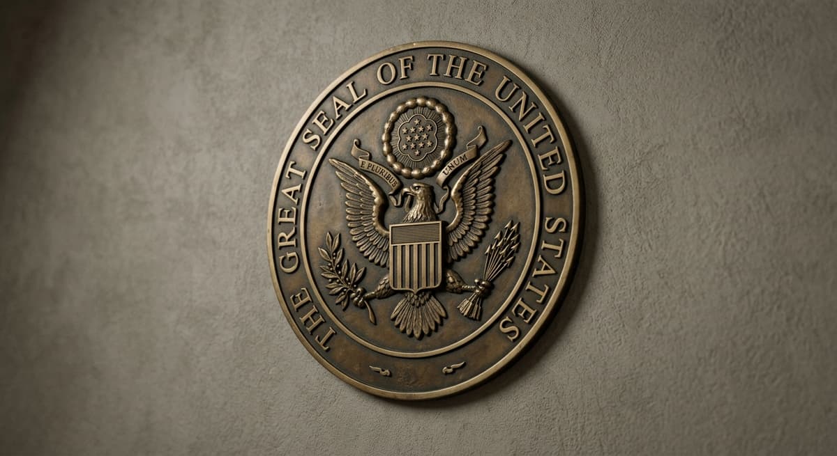 state seal or government emblem on a wall