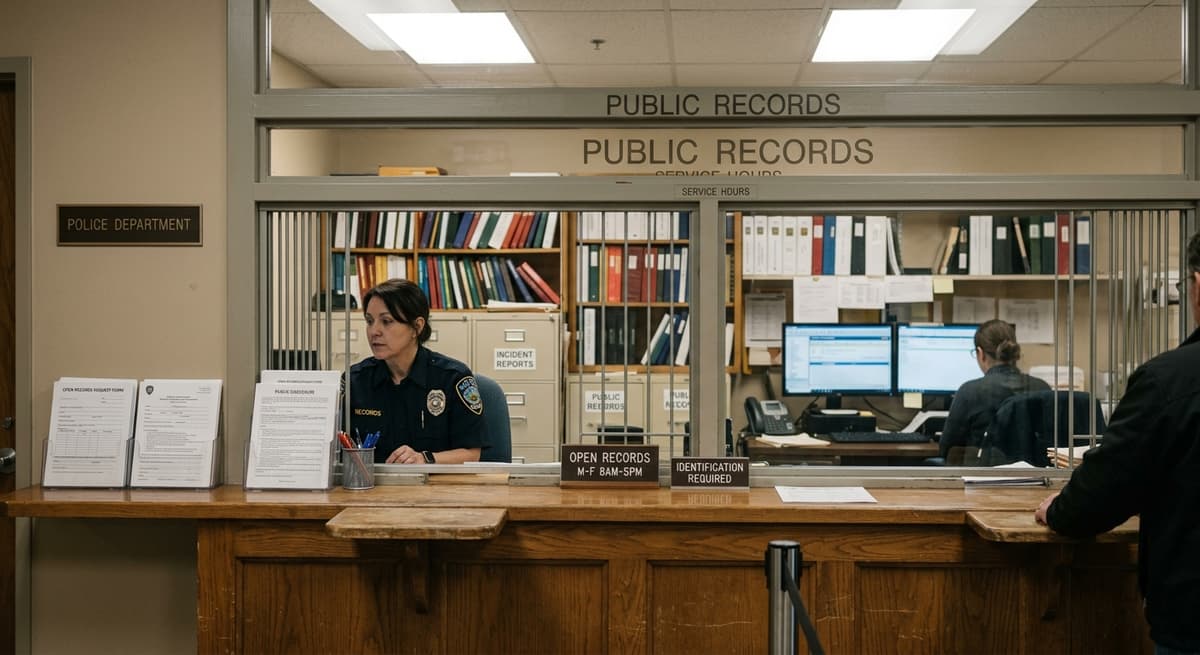 police department open records office counter with a service window