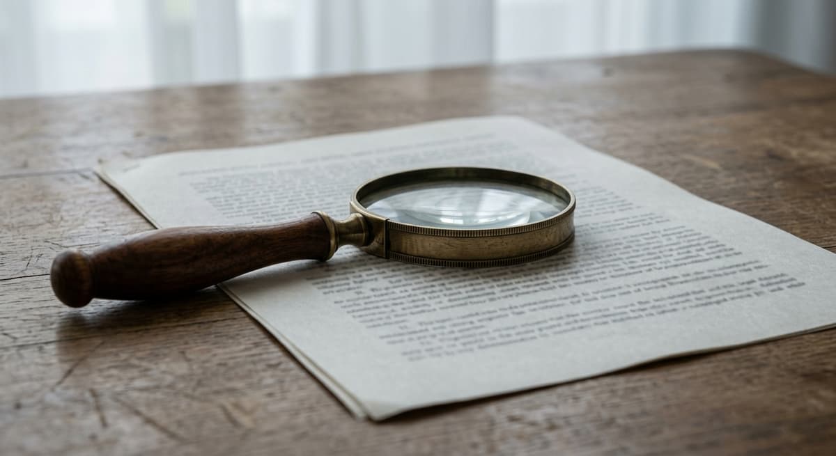una lupa apoyada sobre un documento legal impreso sobre un escritorio