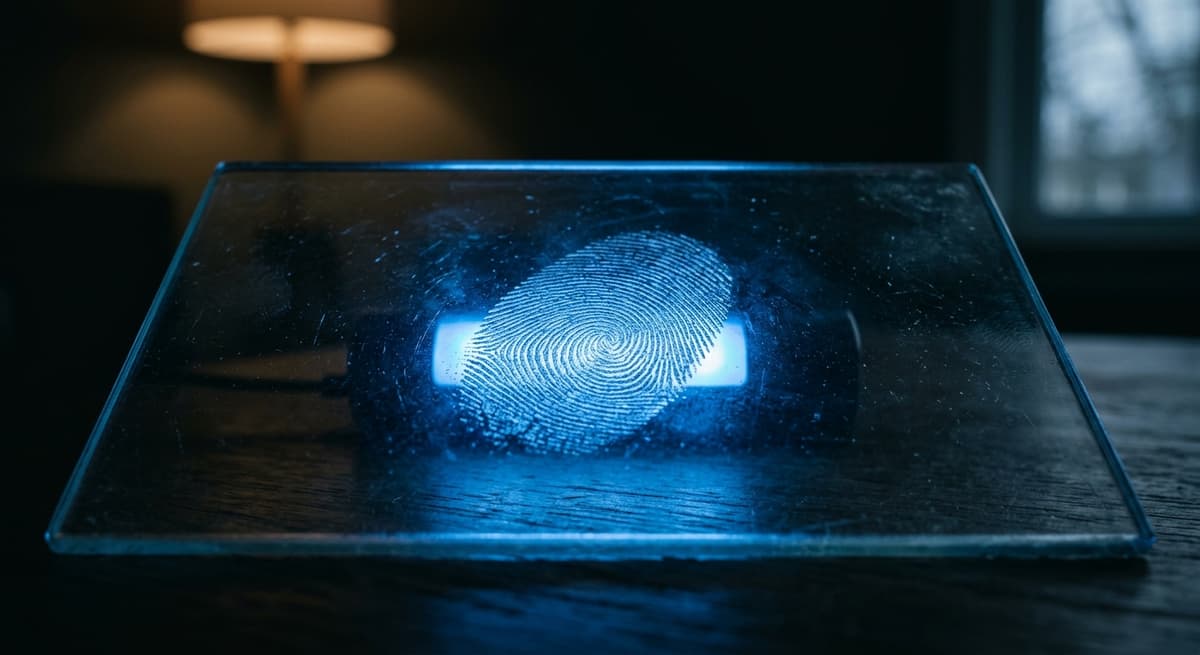Illinois fingerprint scanner blue light representing biometric privacy under BIPA
