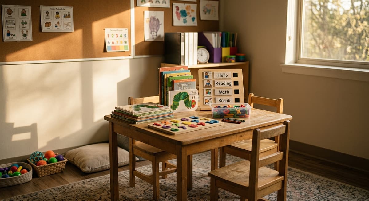 New Hampshire special education resource room with a small table and learning materials