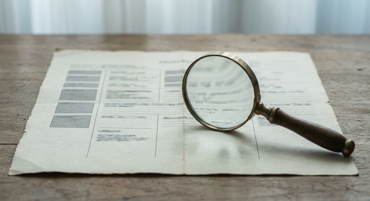 Alabama una lupa apoyada sobre un documento impreso del registro de propiedad del condado
