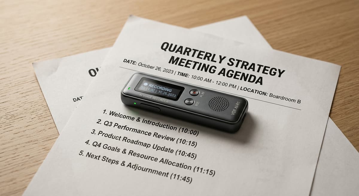An AI meeting recorder transcribing a conversation, the kind of tool HB 410 would require notice for