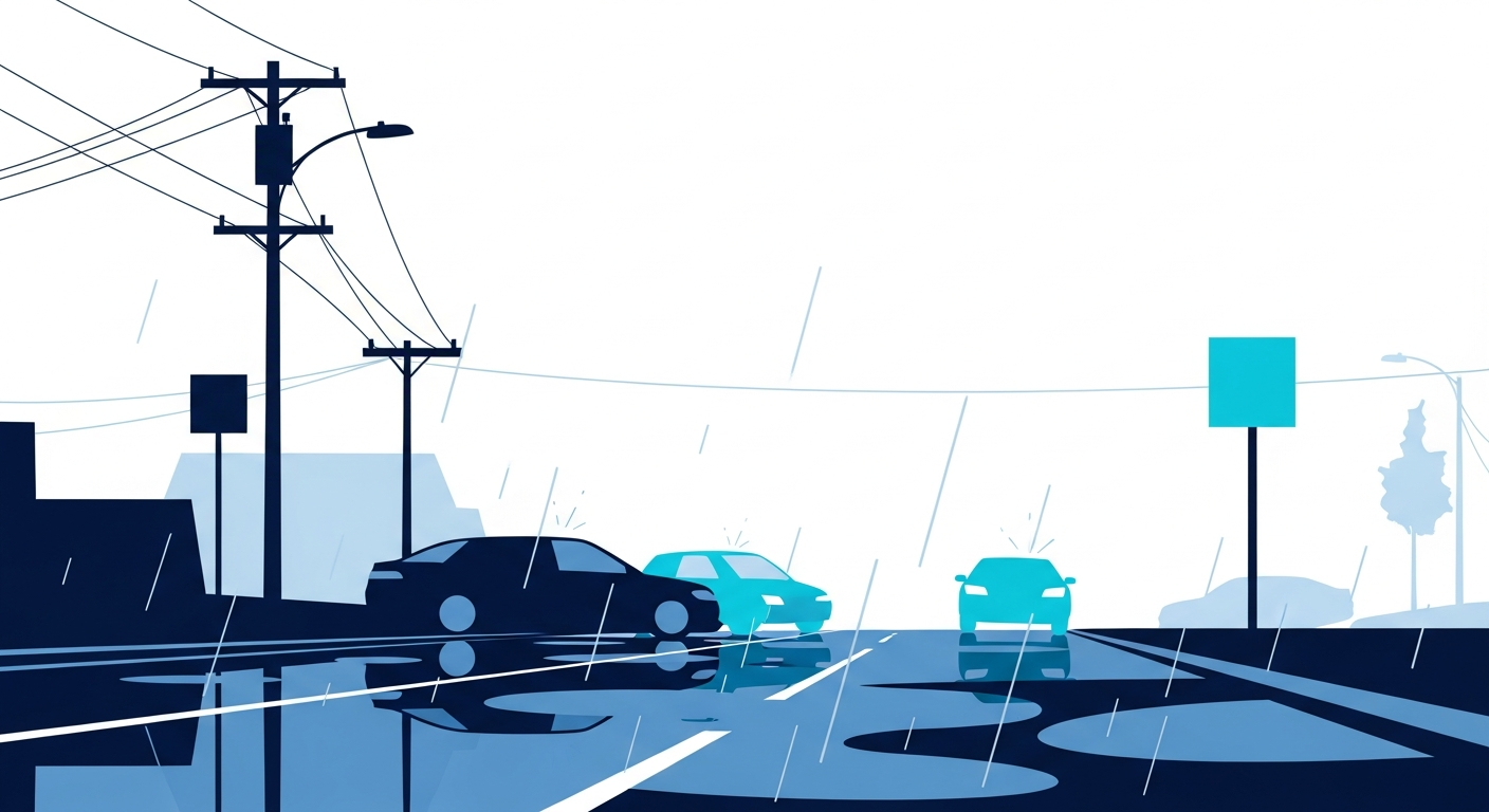 Rainy Vancouver street hit and run concept