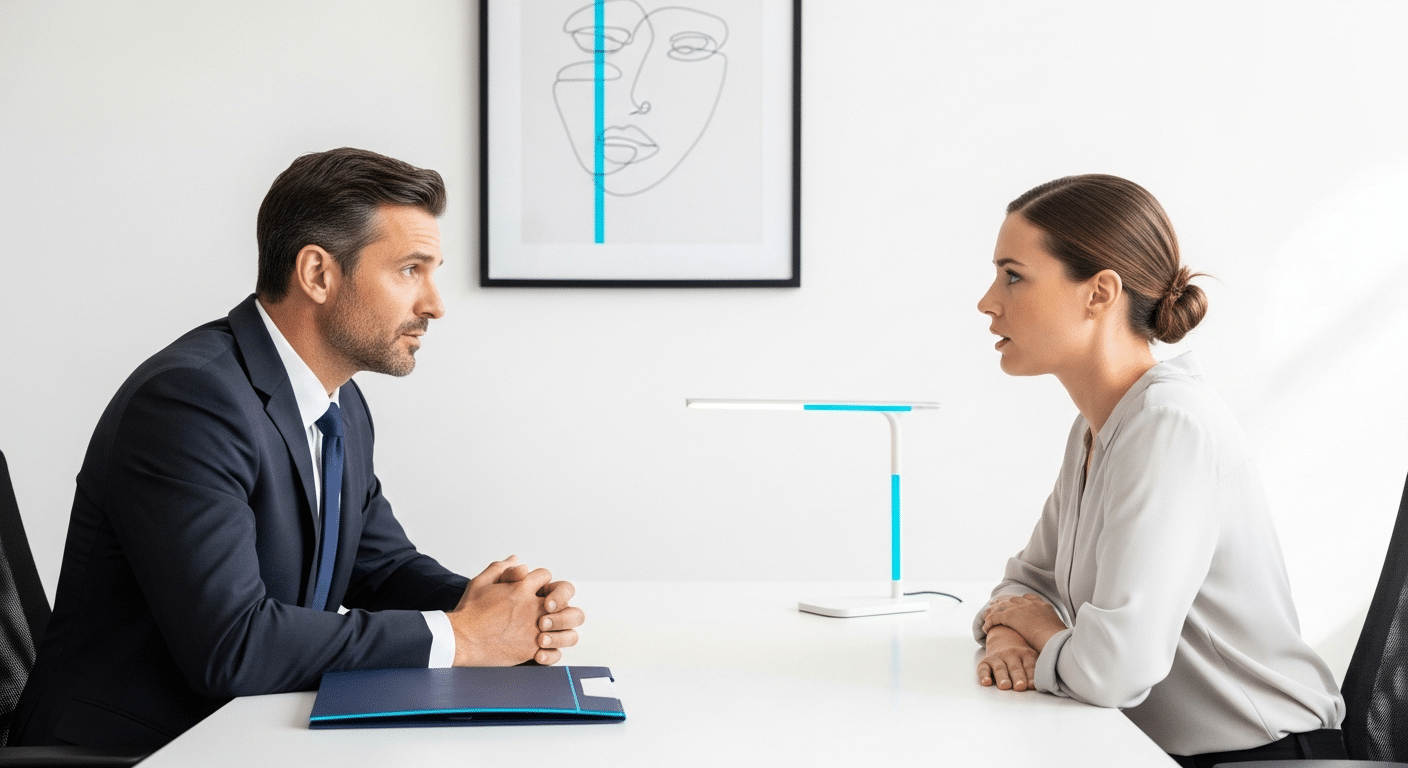 Lawyer consulting with client about Alabama accident case