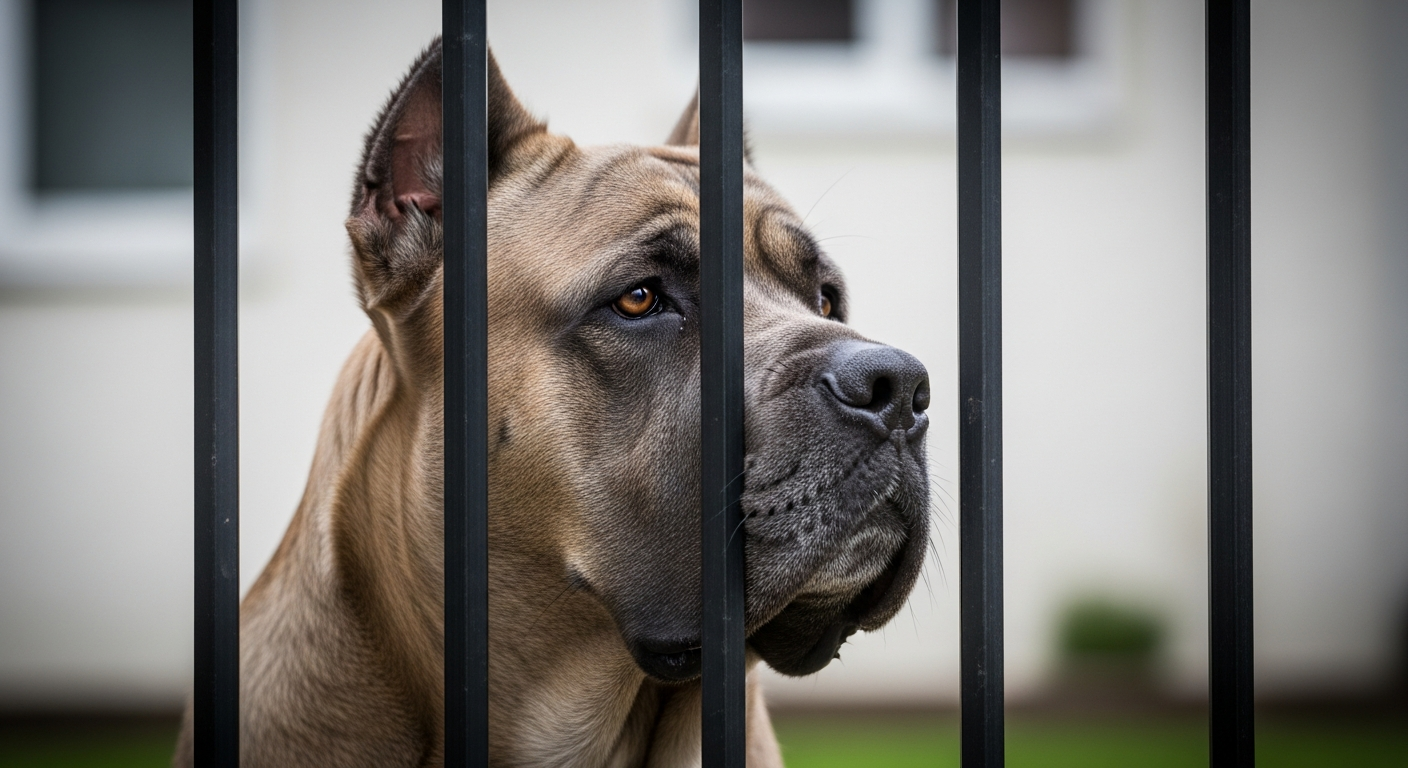 Dog safely contained behind a fence