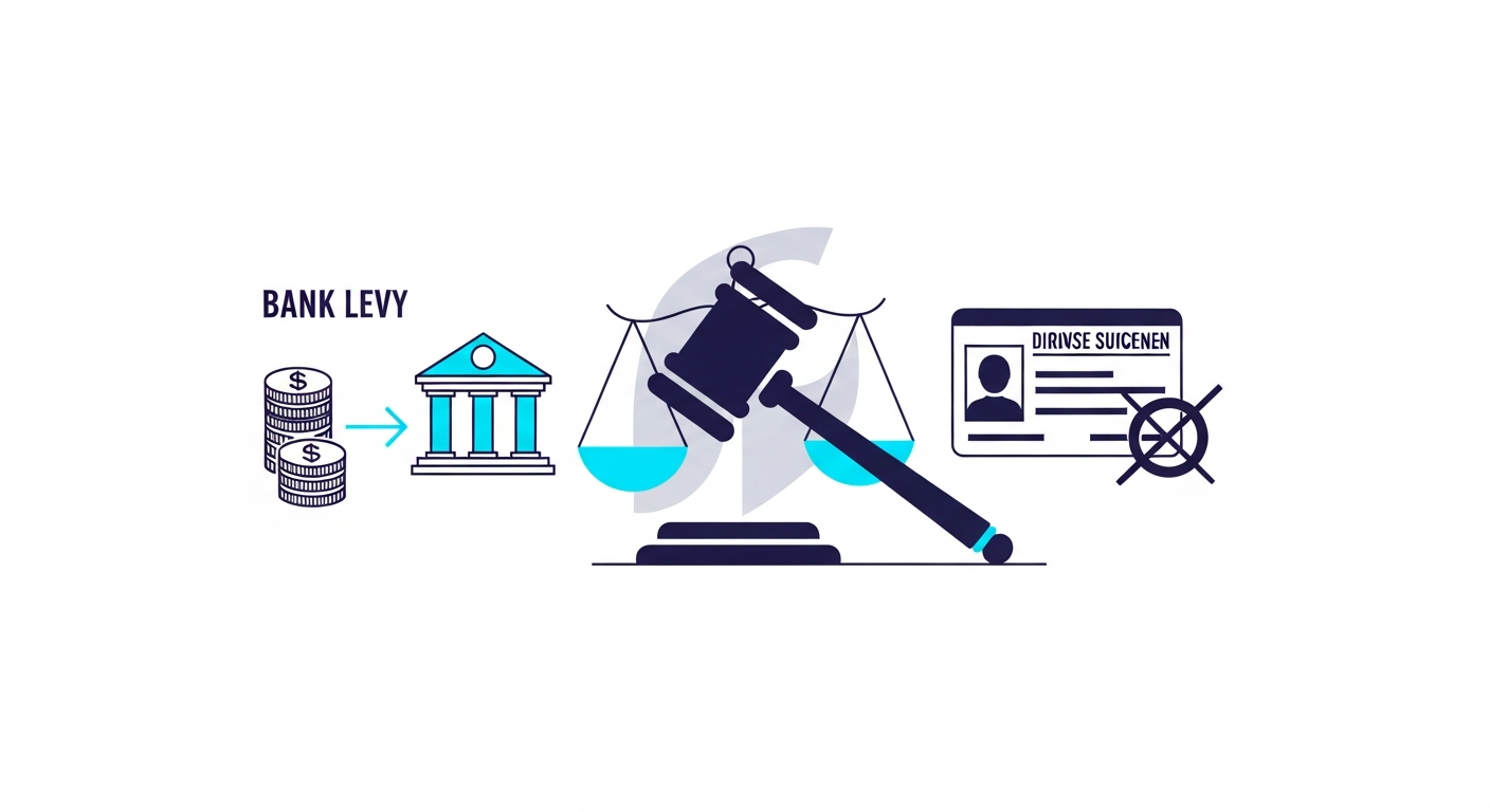 Rhode Island child support enforcement showing bank levy and license suspension actions